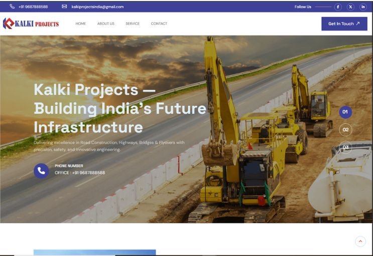 Kalki Projects website screenshot 1 - homepage of corporate website