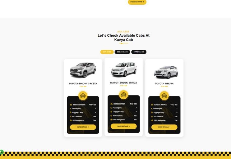 Kavya Cab website screenshot 2 - inner page of professional website