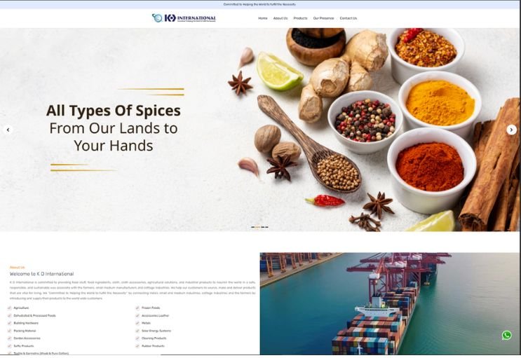KD Internationals website screenshot 1 - homepage of professional website