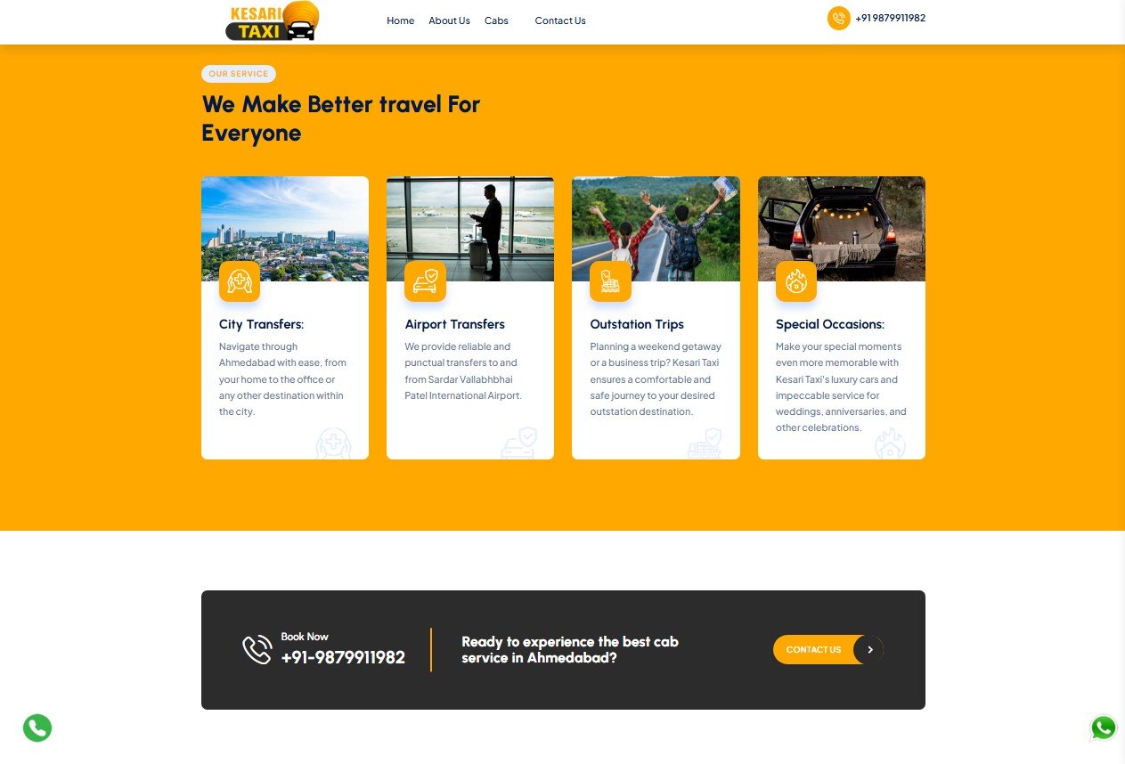 Kesari Taxi website screenshot 2 - inner page of professional website