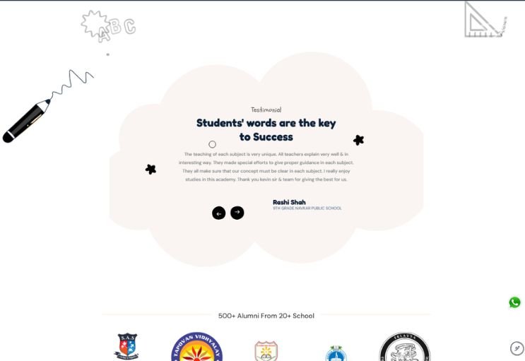 Kevin Sir Academy website screenshot 2 - inner page of professional website