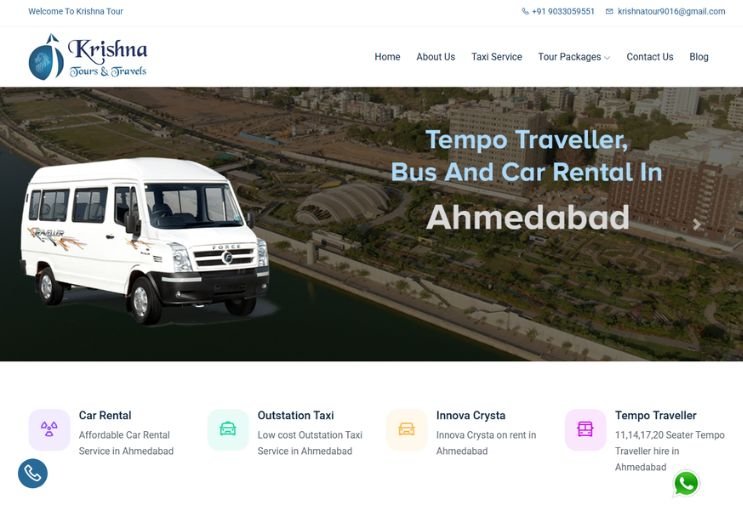 Krishna Tour website screenshot 1 - homepage of professional website