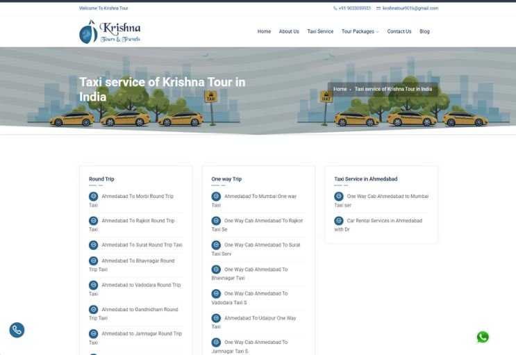 Krishna Tour website screenshot 2 - inner page of professional website