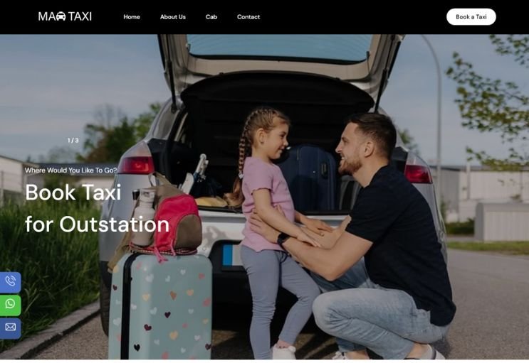 Maa Taxi website screenshot 1 - homepage of professional website
