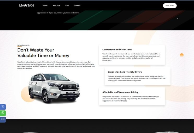 Maa Taxi website screenshot 2 - inner page of professional website