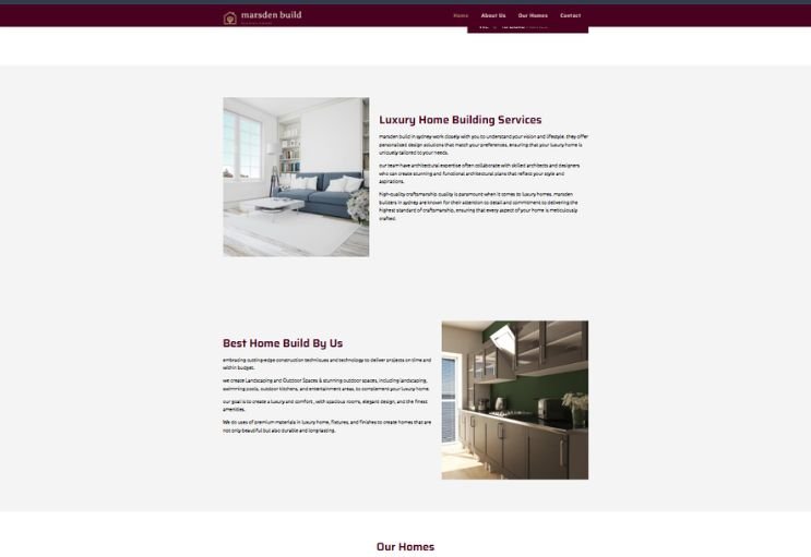 Marsden Build website screenshot 2 - inner page of corporate website