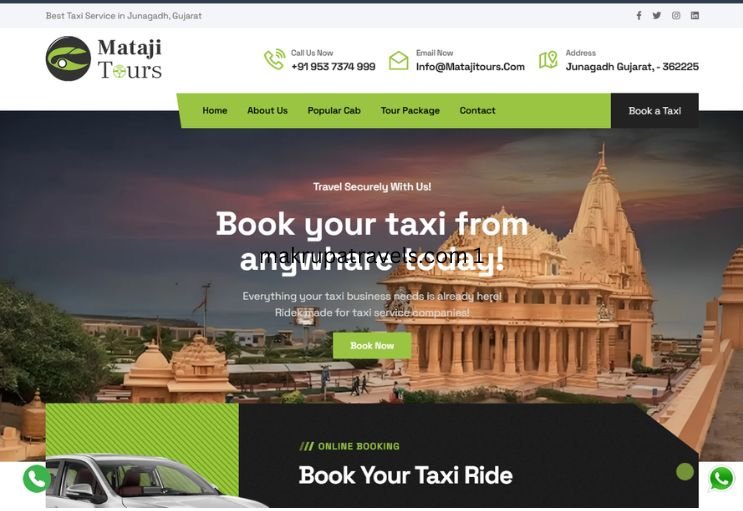 Mataji Tours website screenshot 1 - homepage of professional website