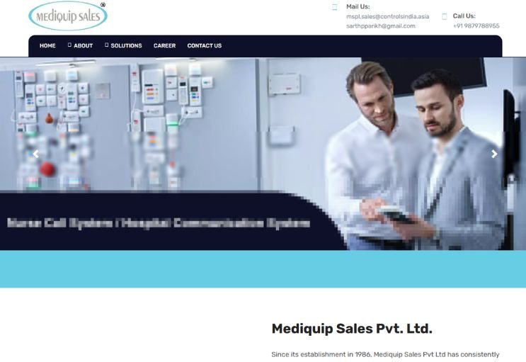 Mediquip Sales website screenshot 1 - homepage of professional website
