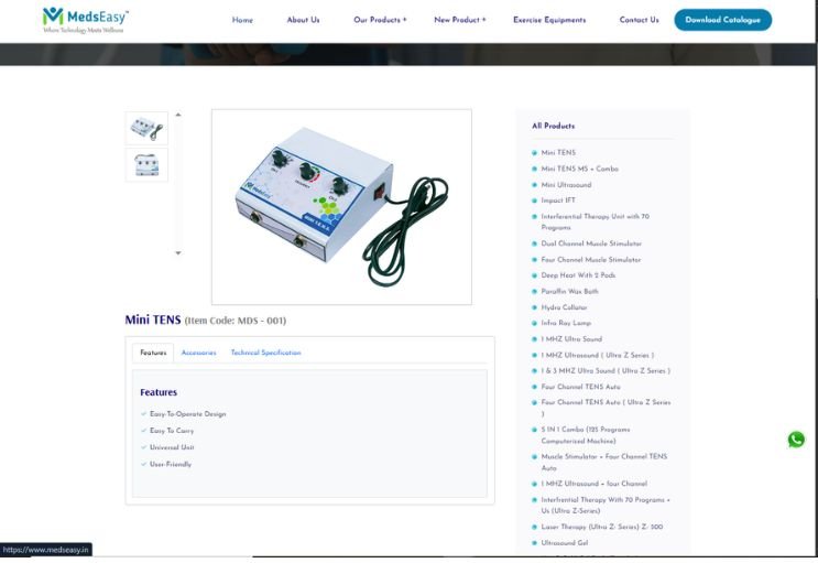 Meds Easy website screenshot 2 - inner page of professional website