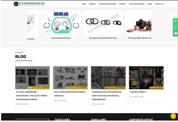 MR Organisation website screenshot 2 - inner page of business website