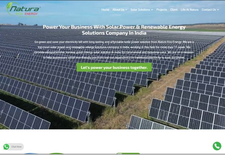 Natura Eco Energy website screenshot 1 - homepage of corporate website