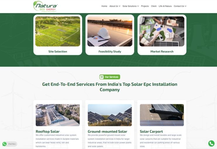 Natura Eco Energy website screenshot 2 - inner page of corporate website