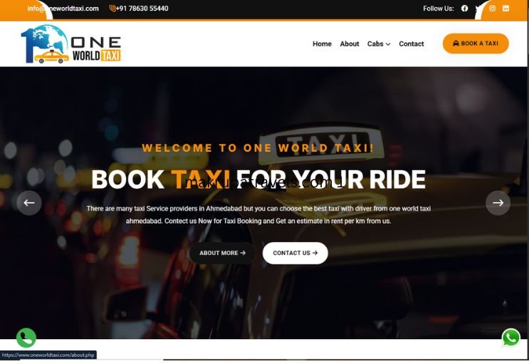 One World Taxi website screenshot 1 - homepage of professional website