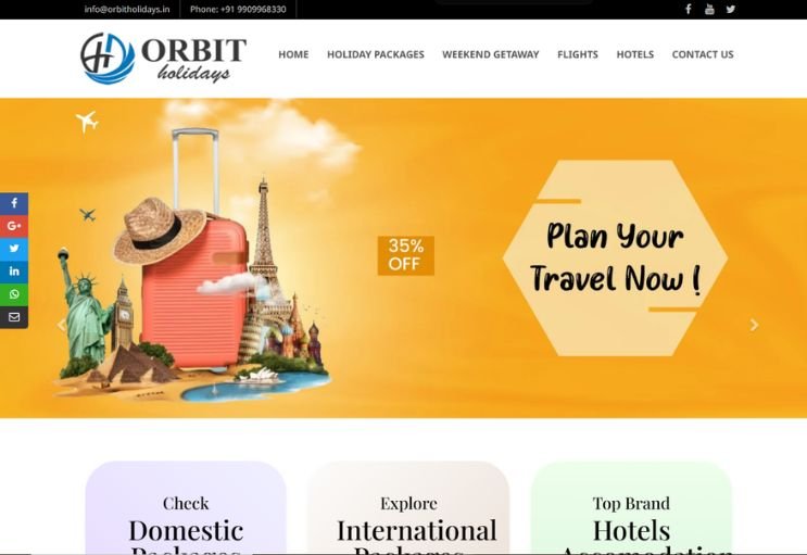 Orbit Holidays website screenshot 1 - homepage of professional website