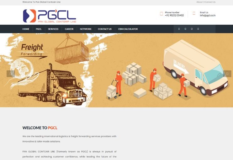 PGCL website screenshot 1 - homepage of professional website