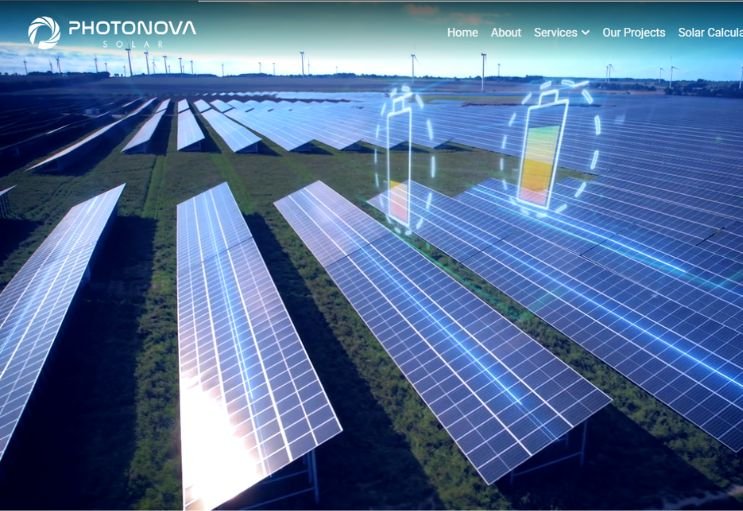 Photonova Solar website screenshot 1 - homepage of corporate website