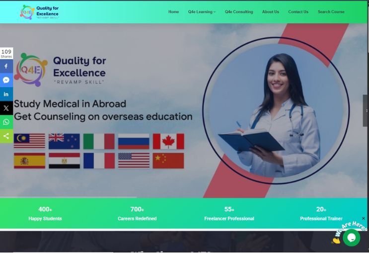 Q4E website screenshot 1 - homepage of professional website