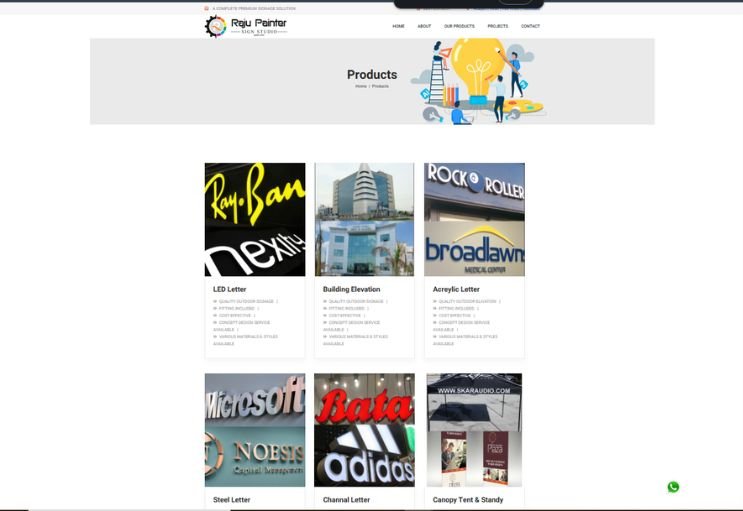 Raju Painter website screenshot 2 - inner page of professional website