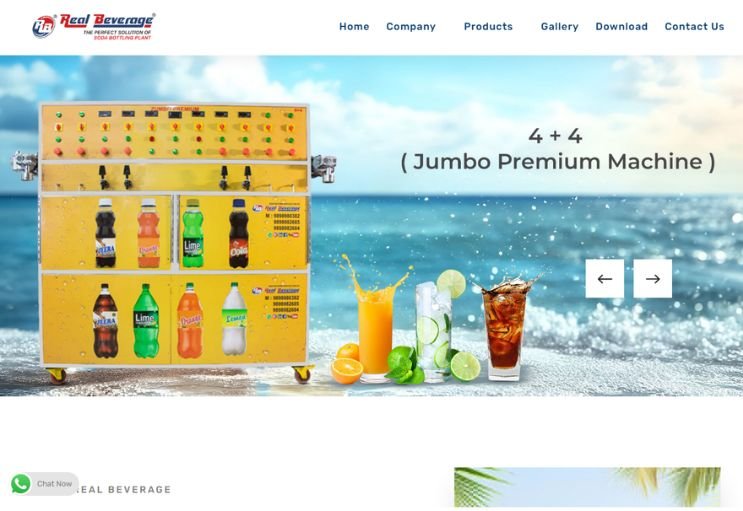 Real Beverage website screenshot 1 - homepage of product catalog website