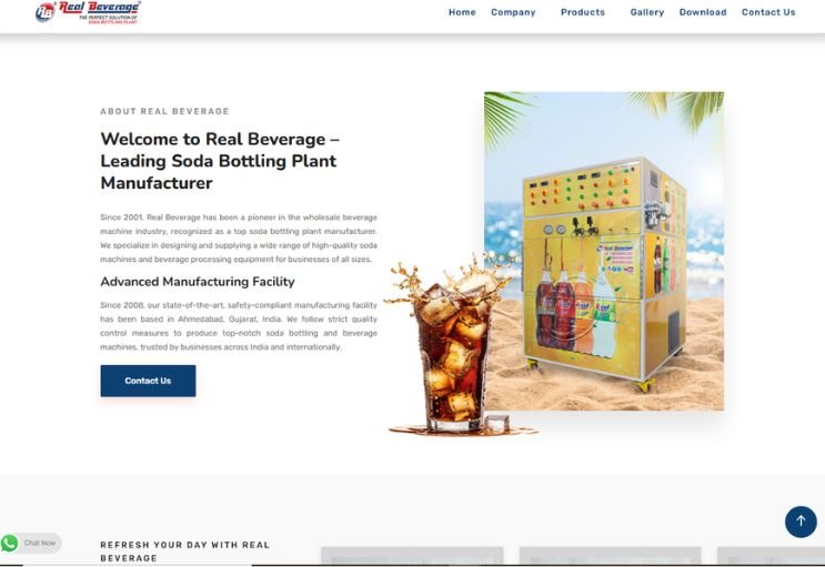 Real Beverage website screenshot 2 - inner page of product catalog website