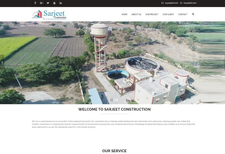 Sarjeet website screenshot 1 - homepage of real estate website