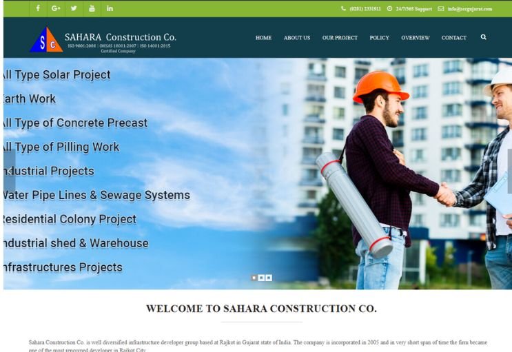 SCC Gujarat website screenshot 1 - homepage of corporate website