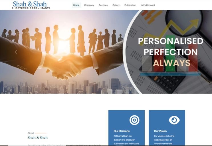 Shah And Shah CA website screenshot 1 - homepage of professional website