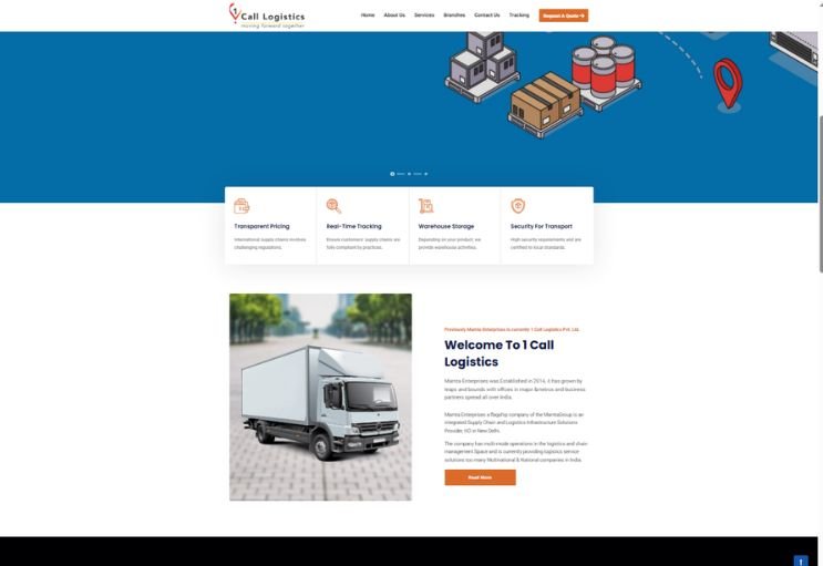 Shri Basava Express website screenshot 1 - homepage of professional website