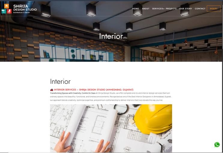 Shrija Design Studio website screenshot 2 - inner page of portfolio website