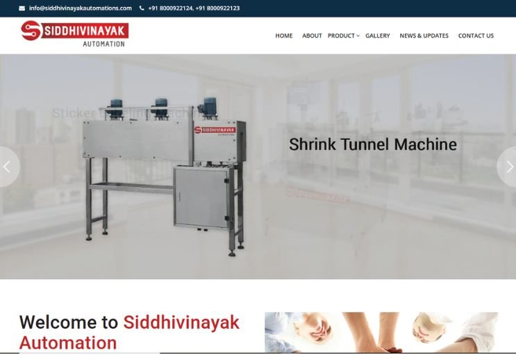 Siddhivinayak Automations website screenshot 1 - homepage of corporate website