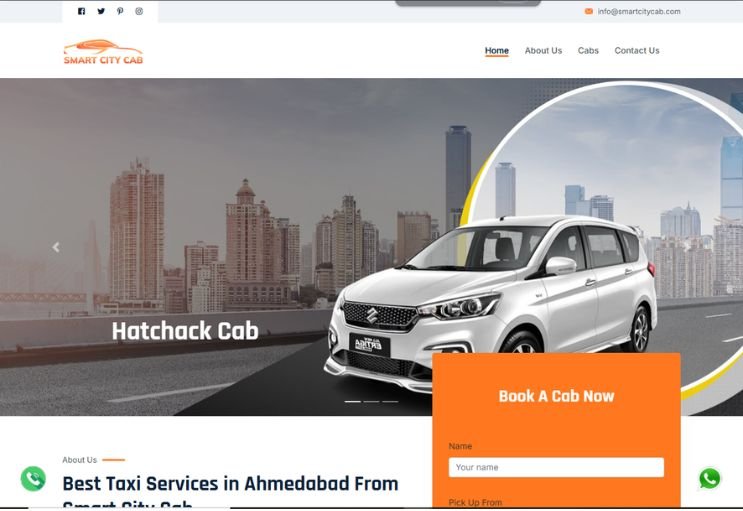 Smart City Cab website screenshot 1 - homepage of professional website