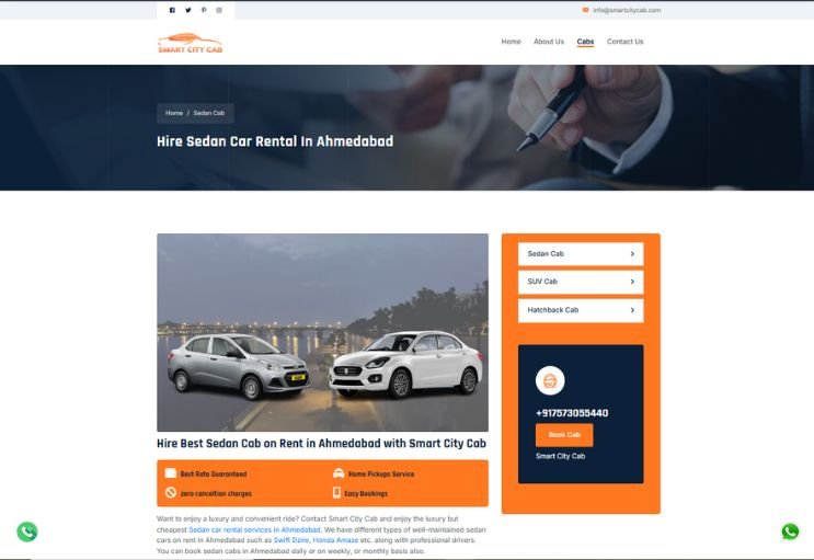 Smart City Cab website screenshot 2 - inner page of professional website