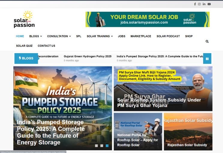 Solar Is My Passion website screenshot 1 - homepage of professional website