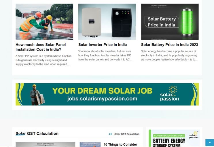 Solar Is My Passion website screenshot 2 - inner page of professional website