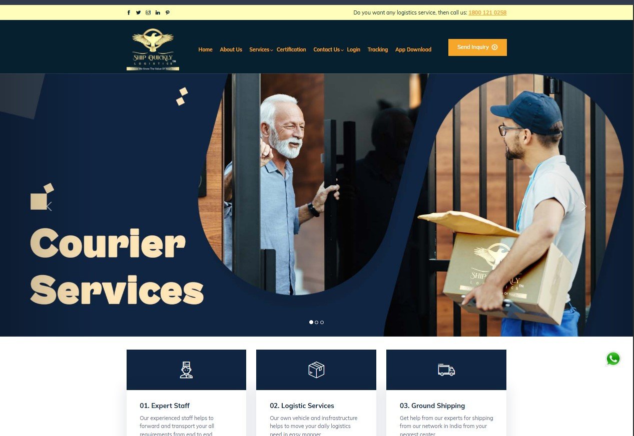 SQ Logistics website screenshot 1 - homepage of professional website