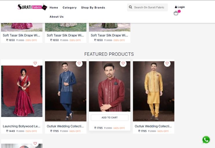 Surati Fabric website screenshot 2 - inner page of professional website