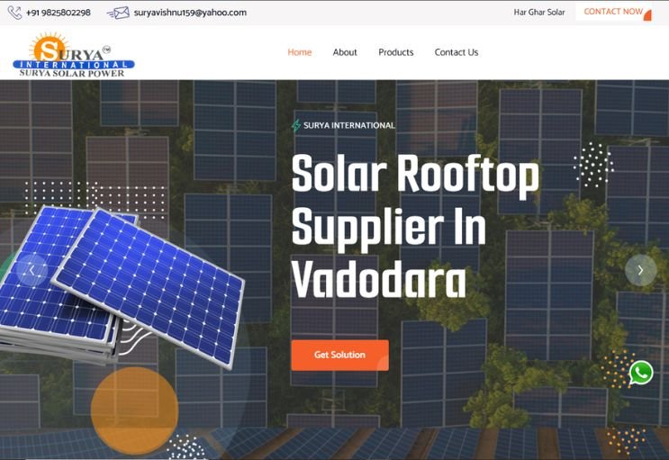 Surya International website screenshot 1 - homepage of professional website