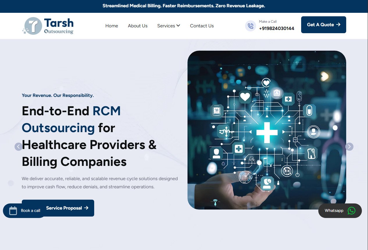 Tarsh Outsourcing website screenshot 1 - homepage of corporate website