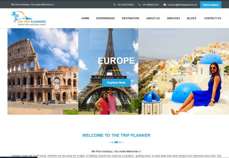 The Trip Planners website screenshot 1 - homepage of professional website