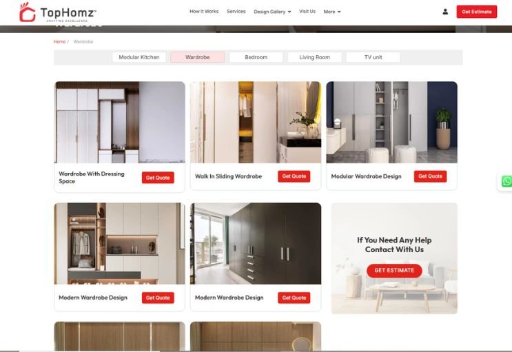 Tophomz website screenshot 2 - inner page of real estate website
