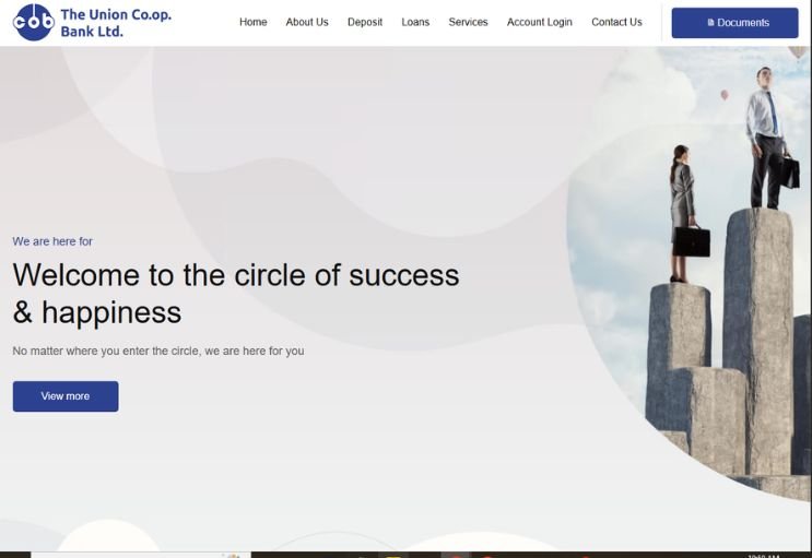 Union Coop Bank website screenshot 1 - homepage of professional website
