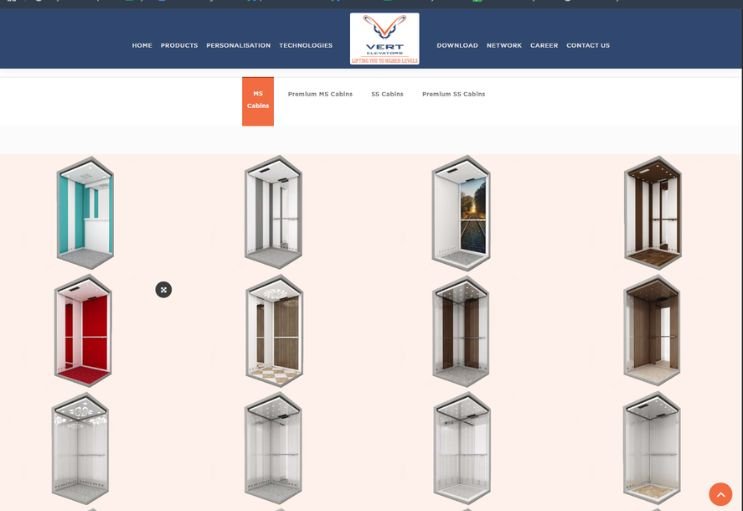 Vert Elevators website screenshot 2 - inner page of corporate website