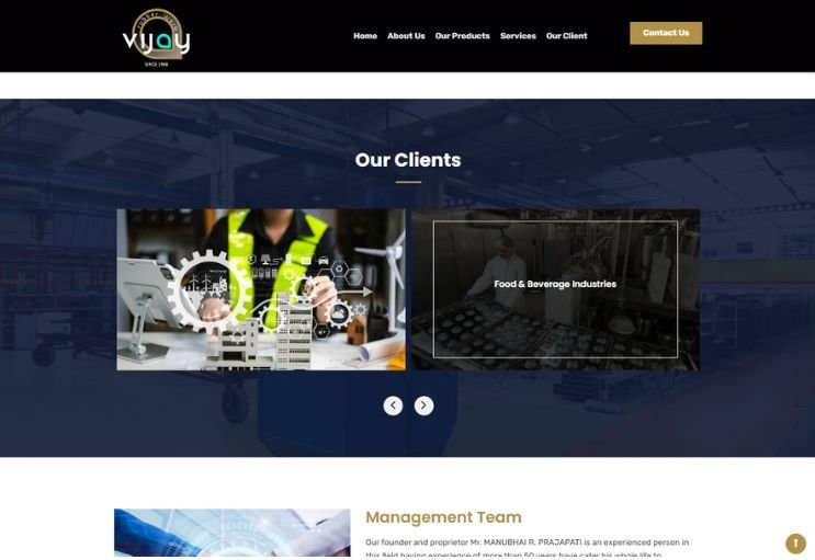 Vijay Rubber Works website screenshot 2 - inner page of product catalog website