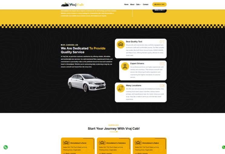 Vraj Cab website screenshot 2 - inner page of professional website