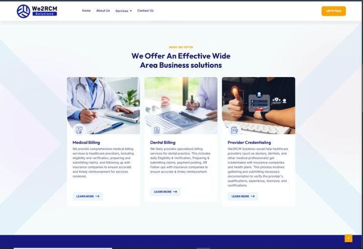 We2RCM website screenshot 2 - inner page of professional website
